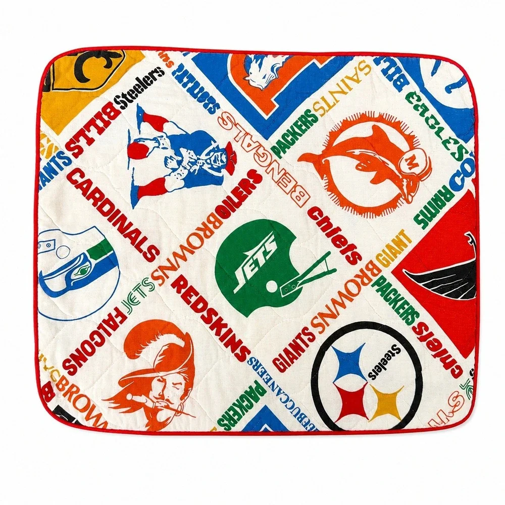 Vintage NFL 25x19 Pillow Sham Quilted  Football Team Logo Print Multicolor Retro